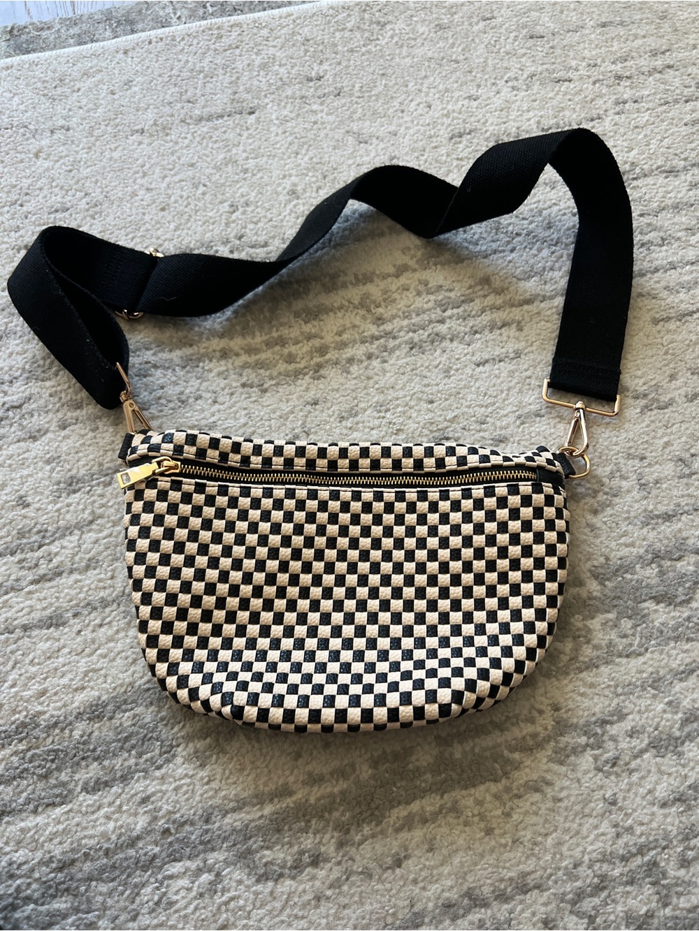 Black & White Checkered Crossbody Bag